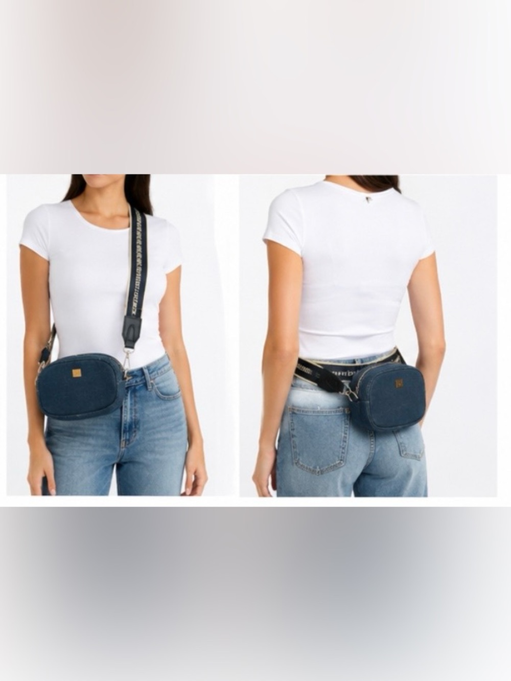 Joseph Ribkoff Navy Denim Convertible Crossbody Belt Crossbody Bag